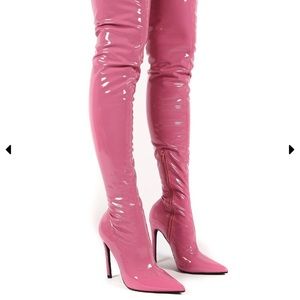 Public Desire over the knee patent leather boots